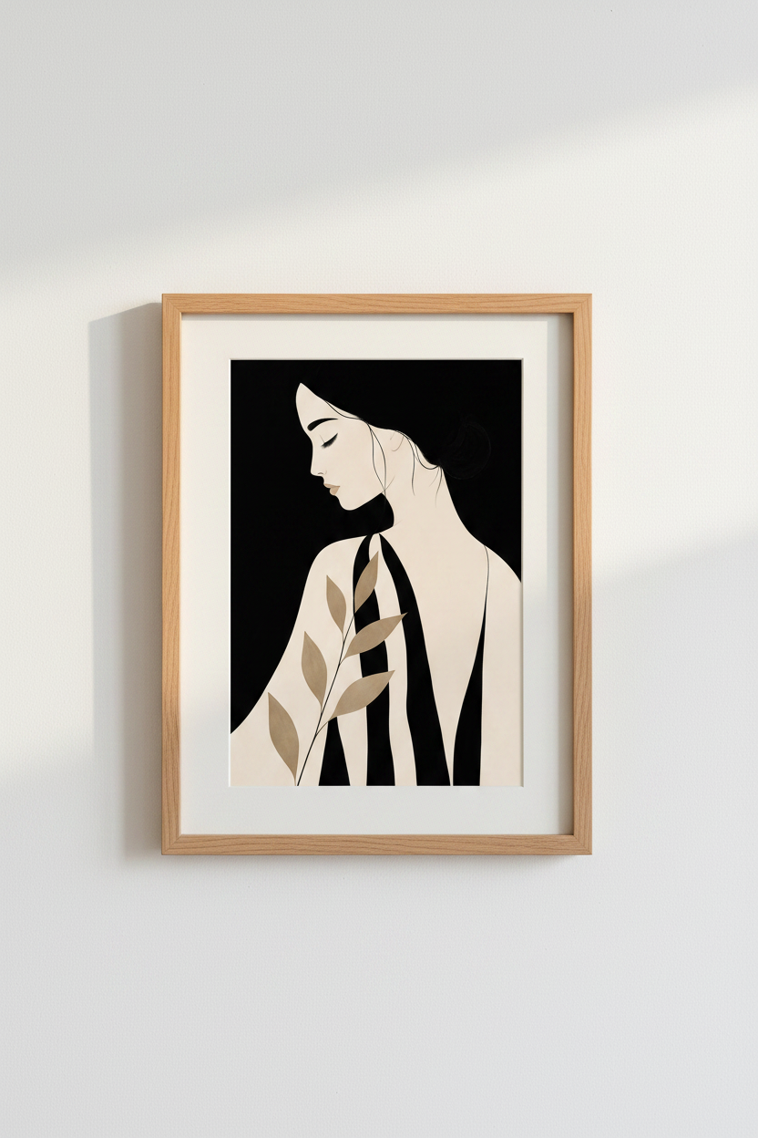 Line Portrait Wall Art Print | Living Room Decor | Monochrome Poster