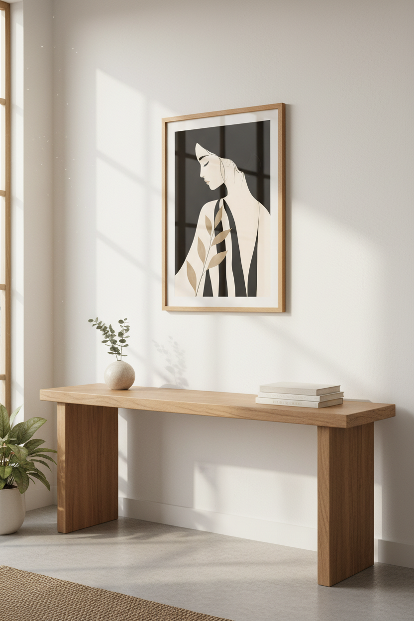 Line Portrait Wall Art Print | Living Room Decor | Monochrome Poster