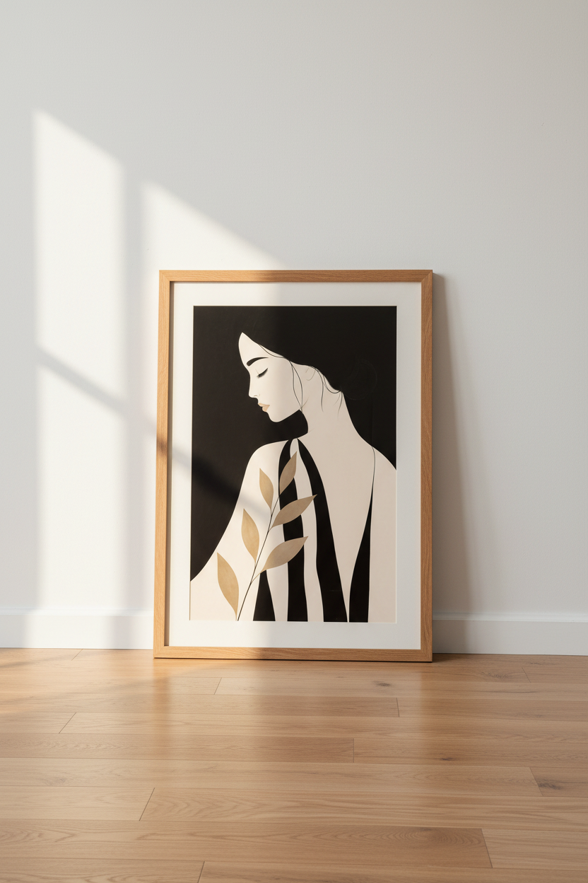 Line Portrait Wall Art Print | Living Room Decor | Monochrome Poster