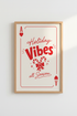 Retro Christmas Poster | Playing Card Holiday Wall Art | Trendy Red Festive Decor