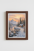 Oil Painting Winter Landscape Wall Art Print | Living Room Decor | Cozy Snow Poster