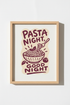 Italian Kitchen Wall Art Print | Retro Pasta Foodie Poster | Blue & Red Decor