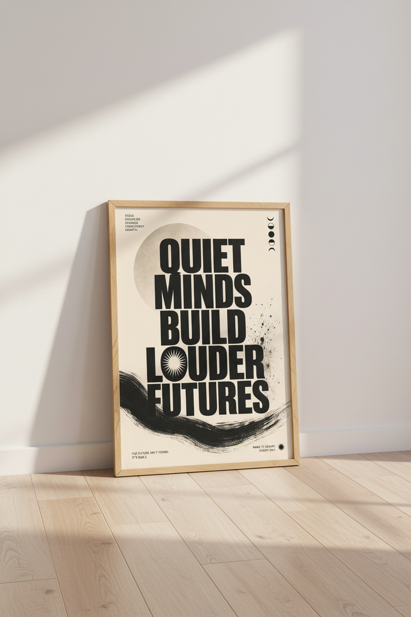Motivational Quote Wall Art Print | Office Decor | Quiet Minds Brutalist Poster