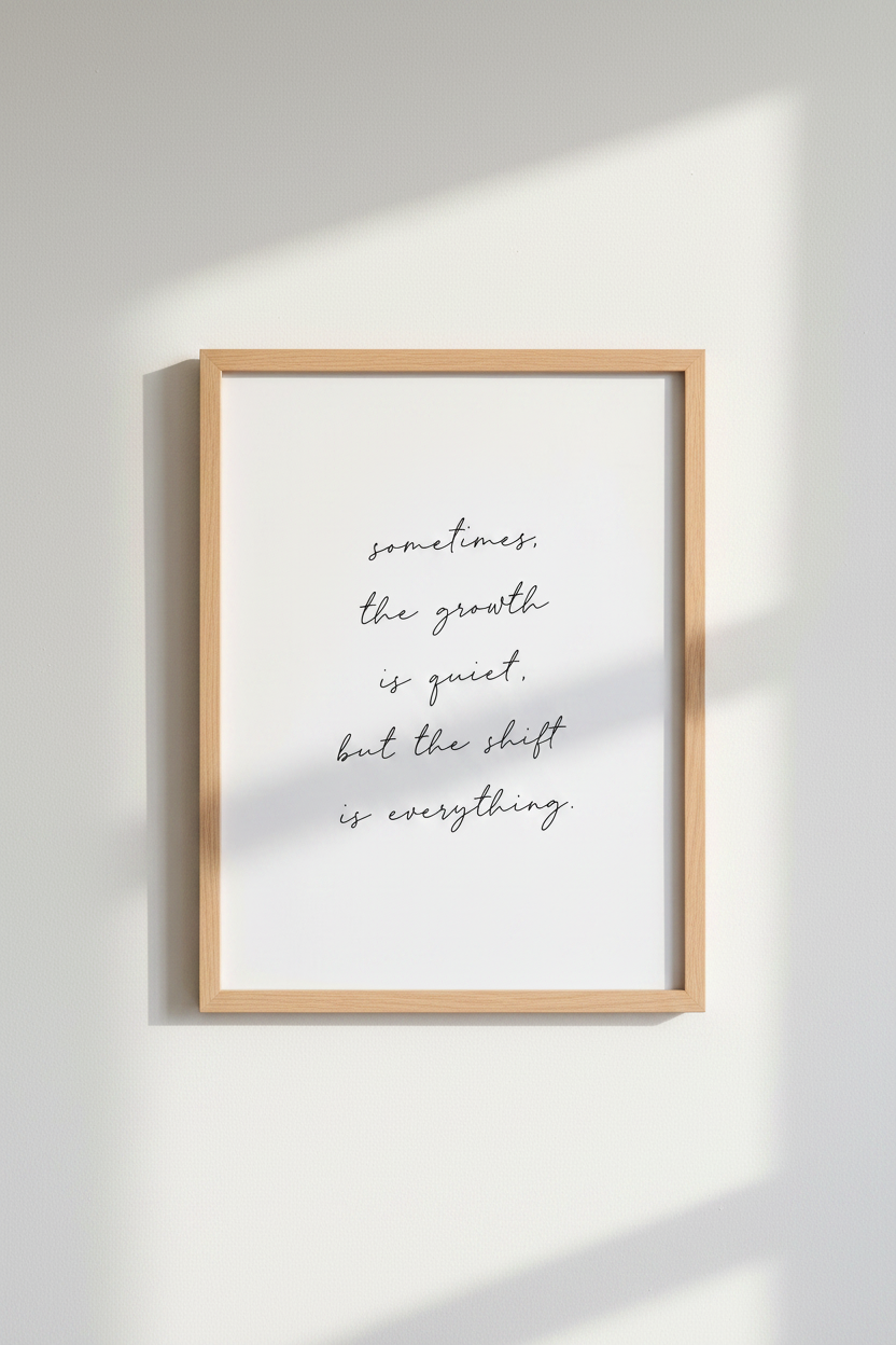 Growth is Quiet Quote Wall Art | Minimalist Script Poster, Modern Office Decor