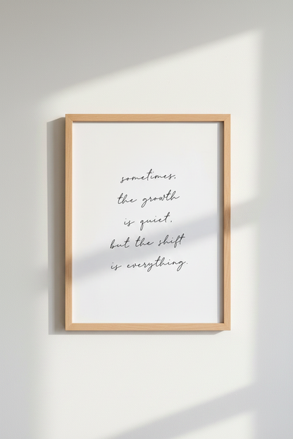 Growth is Quiet Quote Wall Art | Minimalist Script Poster, Modern Office Decor