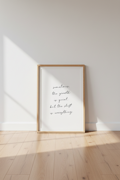 Growth is Quiet Quote Wall Art | Minimalist Script Poster, Modern Office Decor