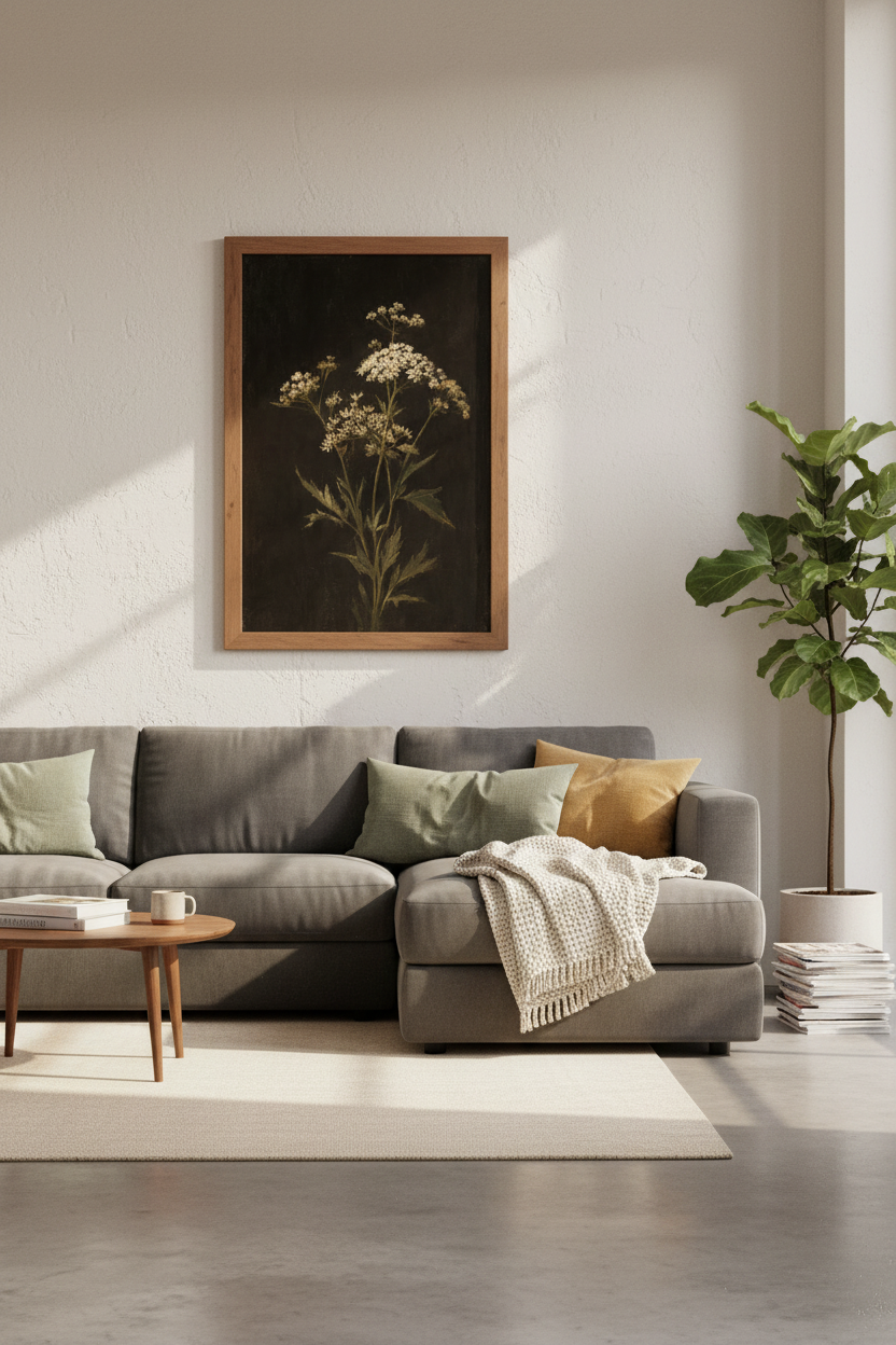 Vintage Moody Wildflower Wall Art | Dark Botanical Oil Painting, Bedroom Decor Poster