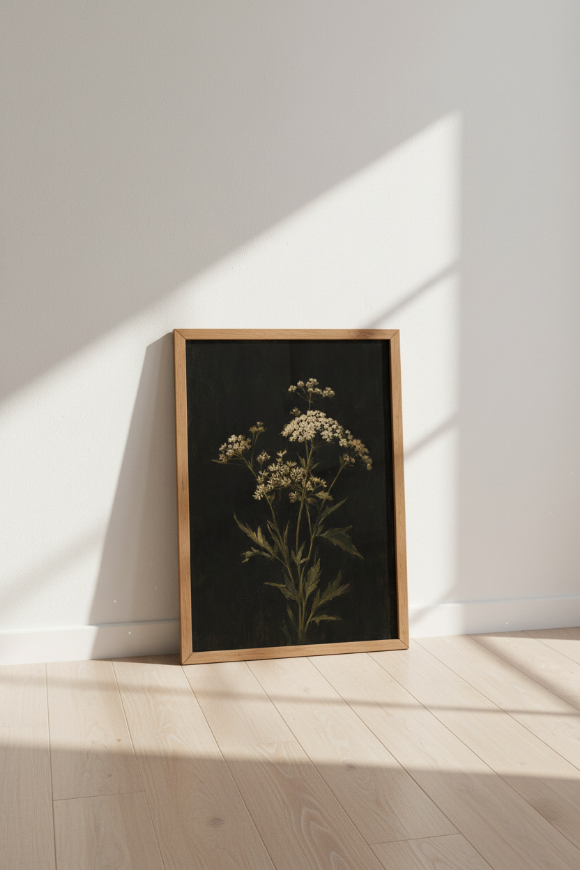 Vintage Moody Wildflower Wall Art | Dark Botanical Oil Painting, Bedroom Decor Poster