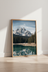 Snowy Mountain Lake Landscape | Nature Wall Art, Cabin Decor Aesthetic Poster