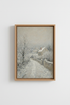 Winter Village Landscape | Impressionist Snowy Lane Wall Art, Neutral Farmhouse Decor