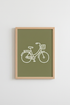 Bicycle Line Art Print | Sage Green Minimalist Poster | Modern Home Decor