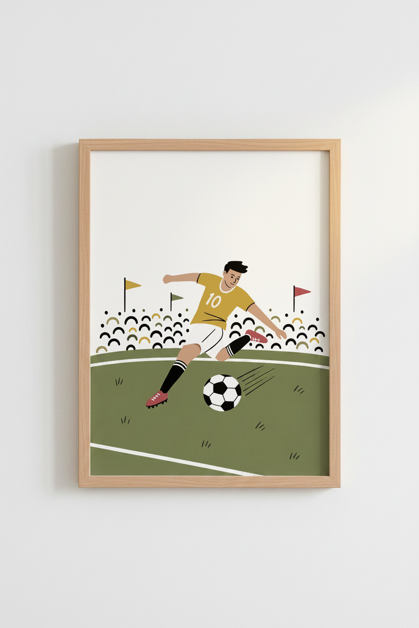 Soccer Player Wall Art Print | Kids Room Decor | Minimalist Sports Poster