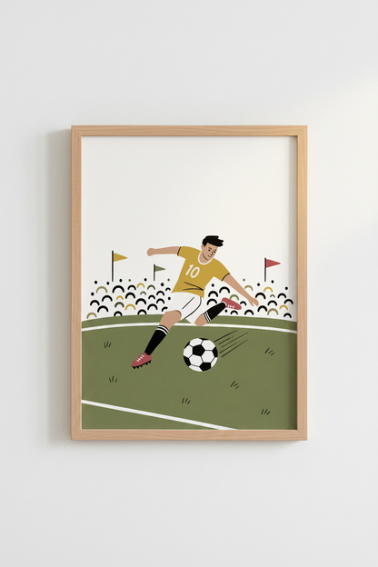 Soccer Player Wall Art Print | Kids Room Decor | Minimalist Sports Poster