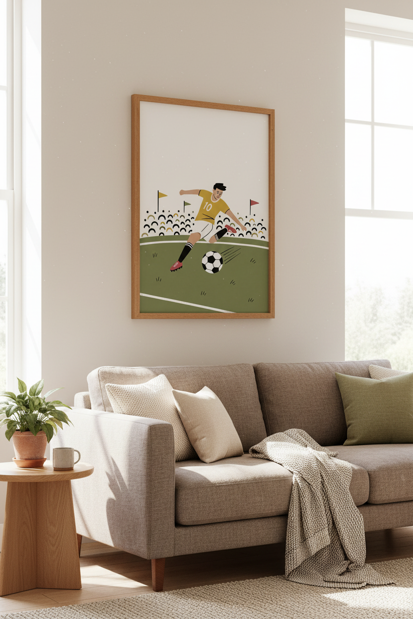 Soccer Player Wall Art Print | Kids Room Decor | Minimalist Sports Poster