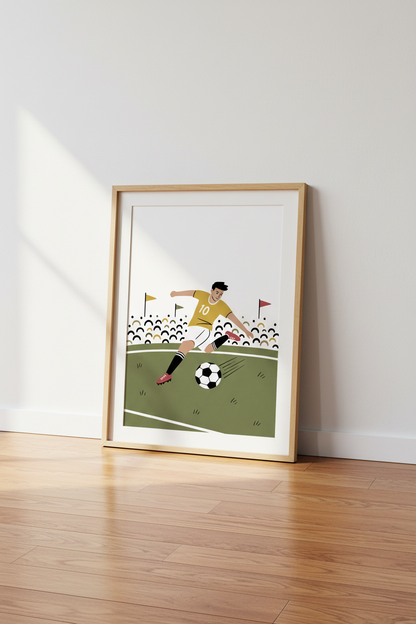Soccer Player Wall Art Print | Kids Room Decor | Minimalist Sports Poster