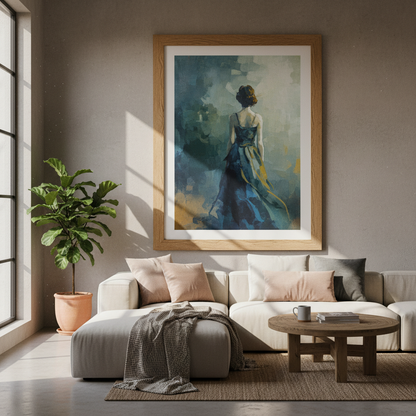 Abstract Geometric Wall Art | Modern Navy &amp; Orange Poster, Living Room Decor