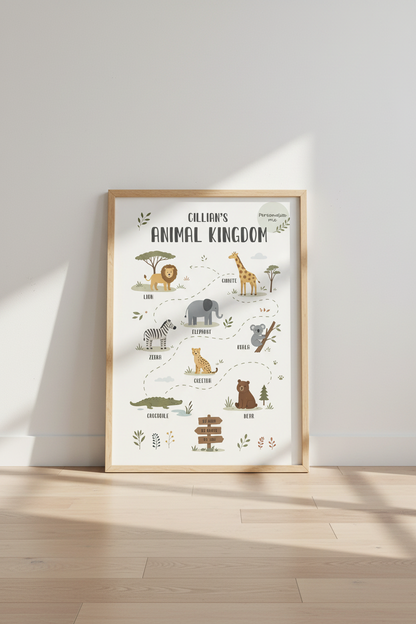 Custom Animal Kingdom Wall Art | Safari Nursery Poster, Neutral Jungle Kids Room Decor