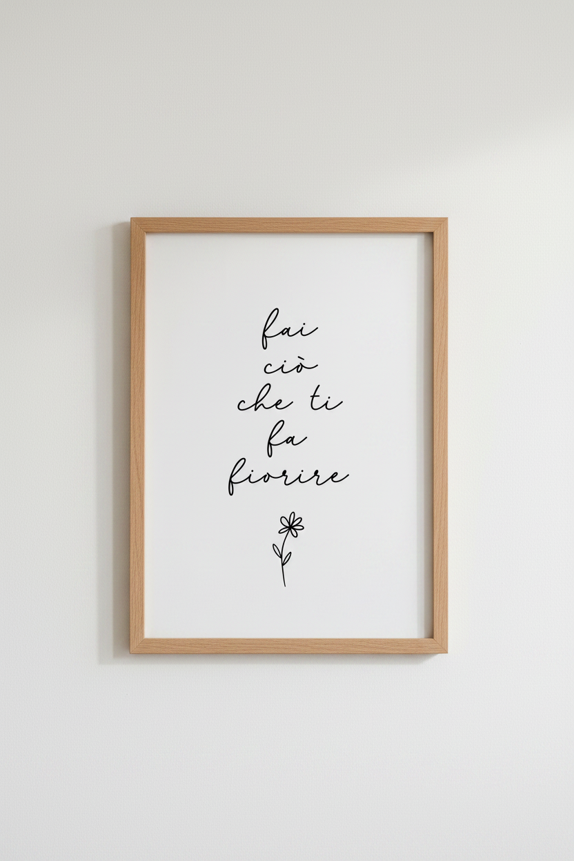 Italian Quote Wall Art Print | Minimalist Flower Decor | Fai Ciò Che Ti Fa Fiorire Poster