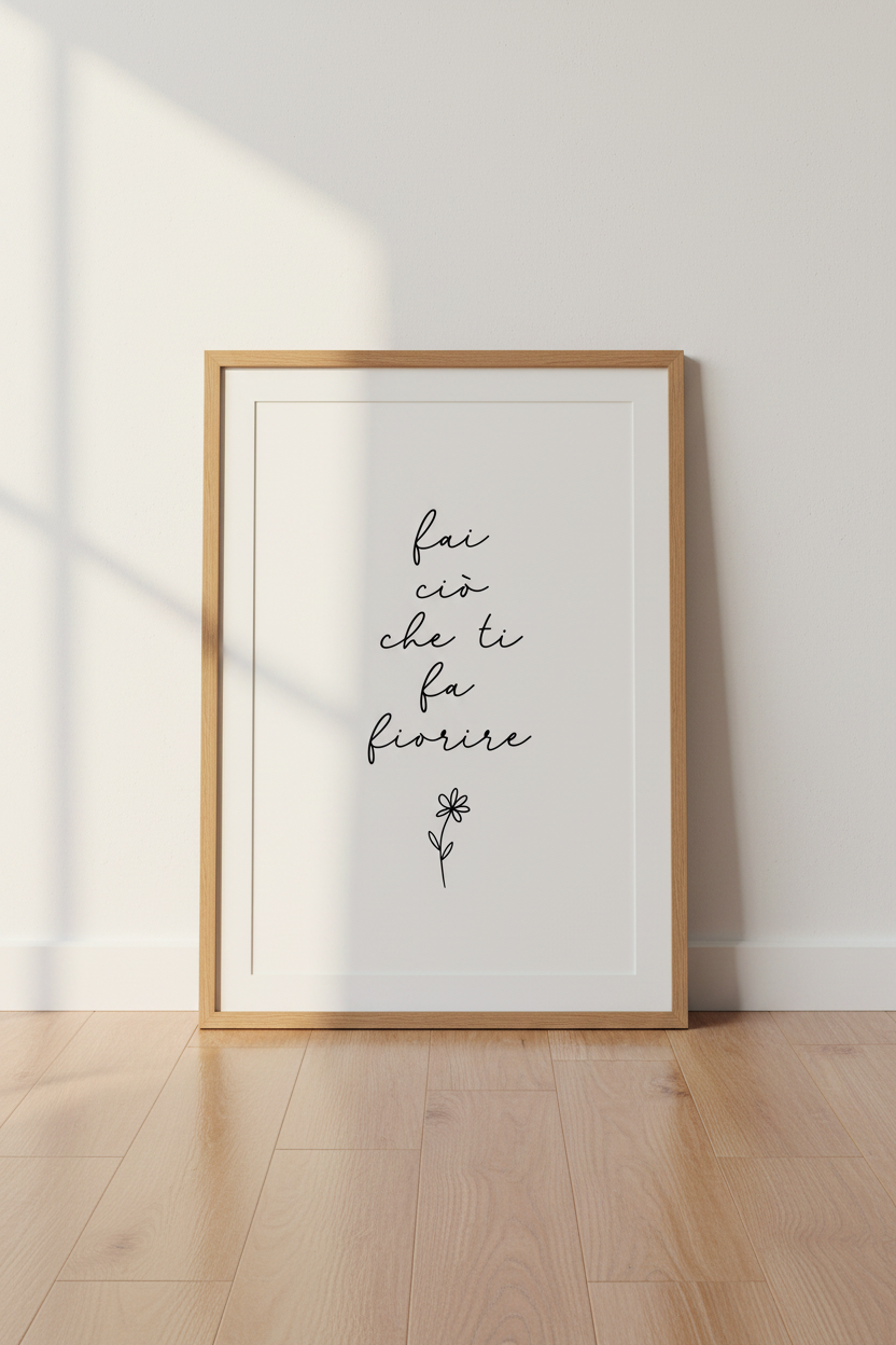 Italian Quote Wall Art Print | Minimalist Flower Decor | Fai Ciò Che Ti Fa Fiorire Poster