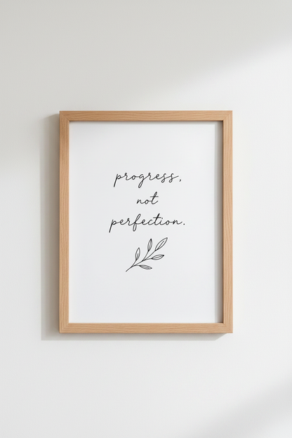 Progress Not Perfection Wall Art | Office Decor | Minimalist Poster