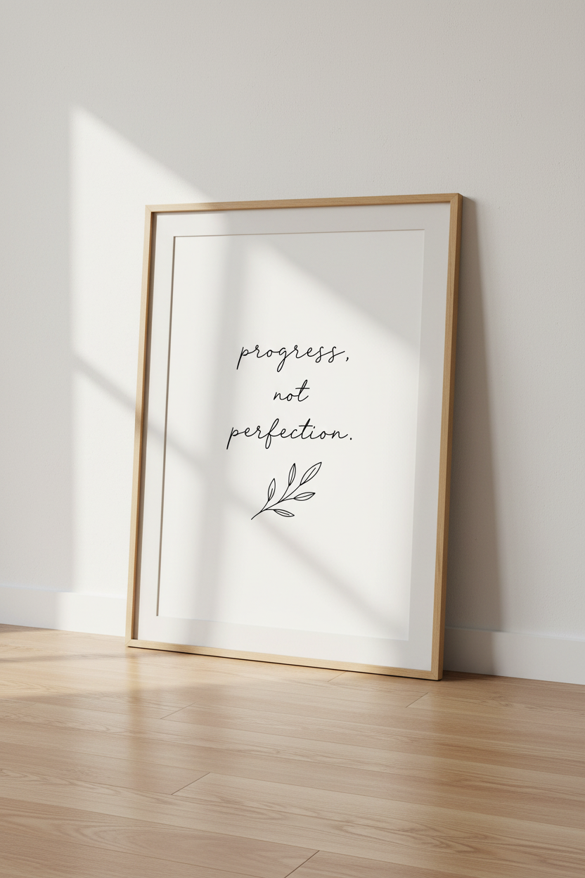 Progress Not Perfection Wall Art | Office Decor | Minimalist Poster