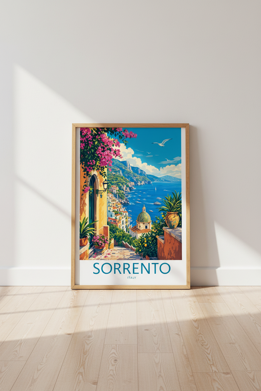 Sorrento Italy Travel Poster | Amalfi Coast Wall Art Print | Mediterranean Decor