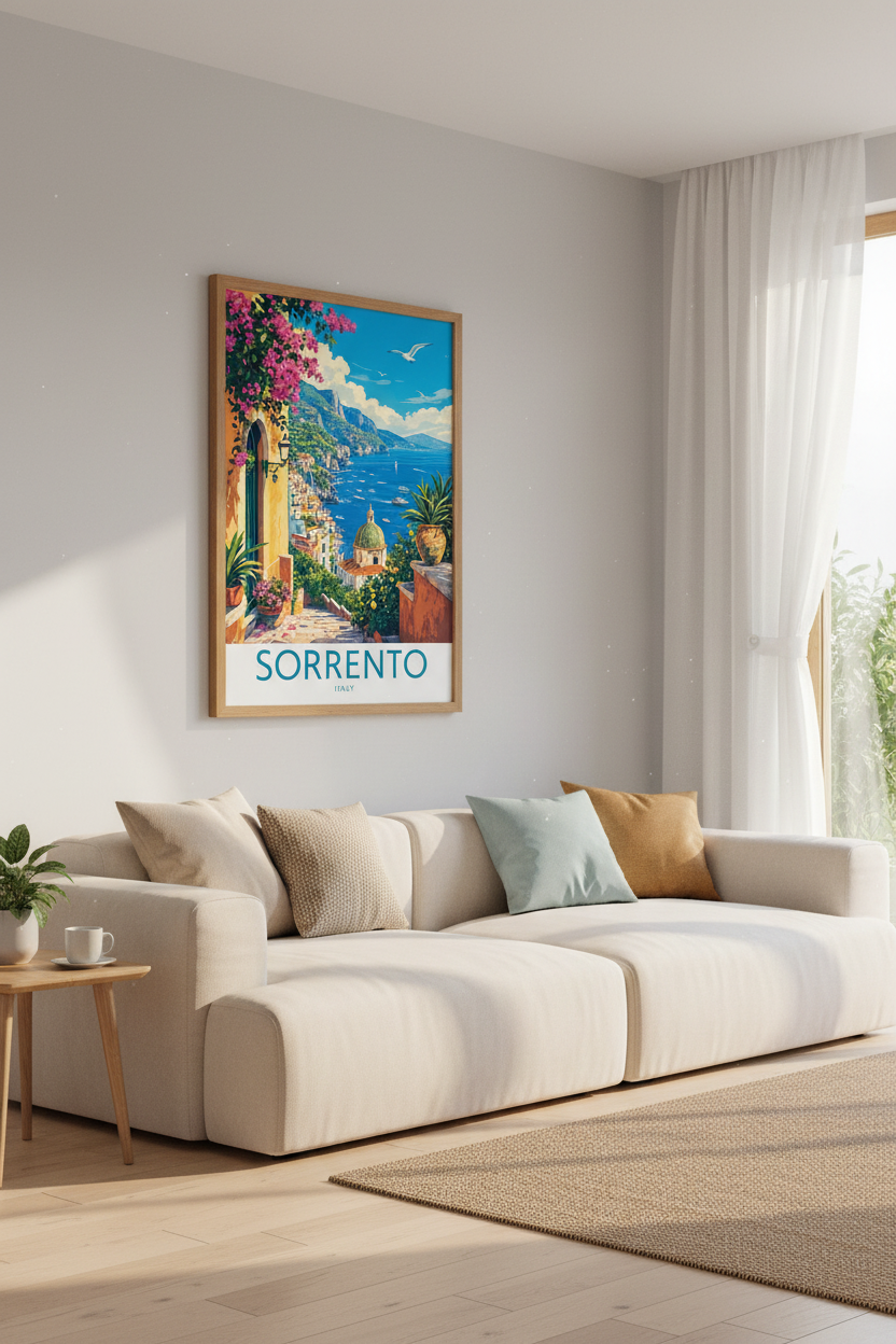 Sorrento Italy Travel Poster | Amalfi Coast Wall Art Print | Mediterranean Decor
