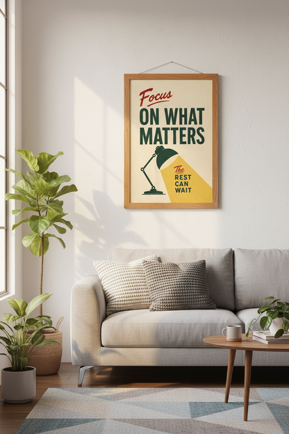 Focus On What Matters Retro Poster | Office Wall Art | Motivational Print