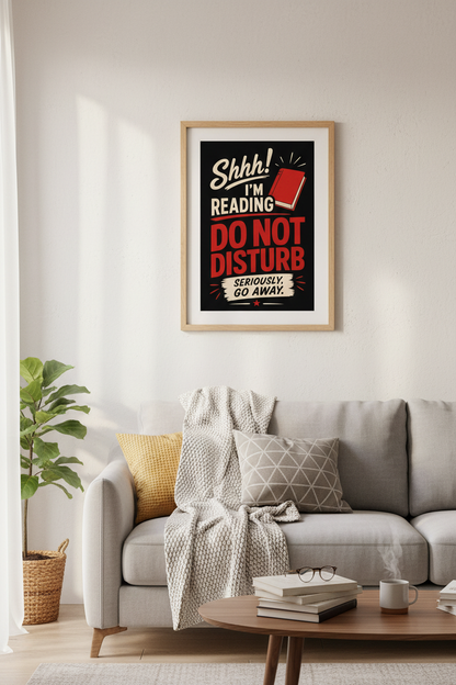 Funny Reading Nook Wall Art | Retro Book Lover Poster, Home Library Decor