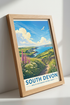 South Devon Travel Poster | Coastal Landscape Wall Art, Vintage Nature Print