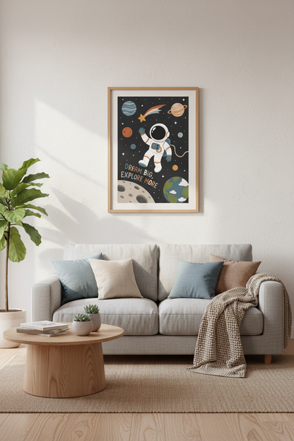 Astronaut Space Wall Art | Kids Nursery Decor | Boho Dream Big Poster