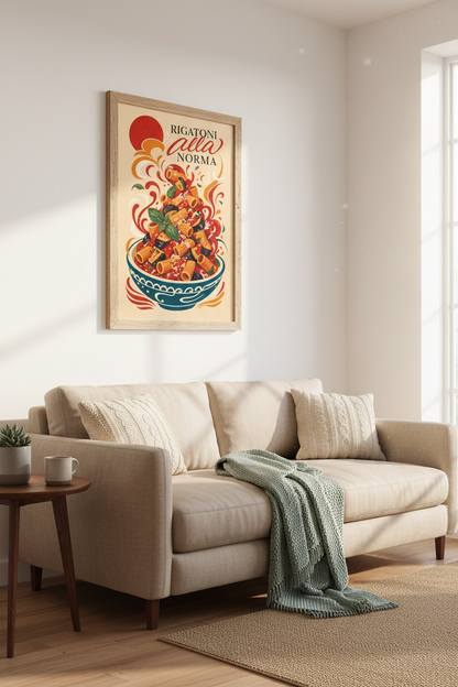 Rigatoni alla Norma Pasta Wall Art | Kitchen Decor | Italian Food Poster