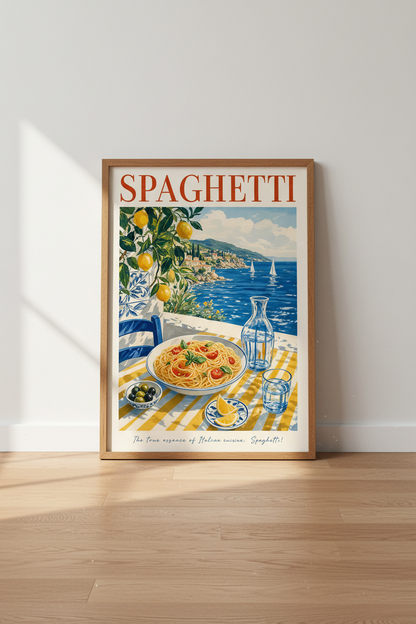 Italian Spaghetti Wall Art Print | Kitchen Decor | Mediterranean Aesthetic Poster