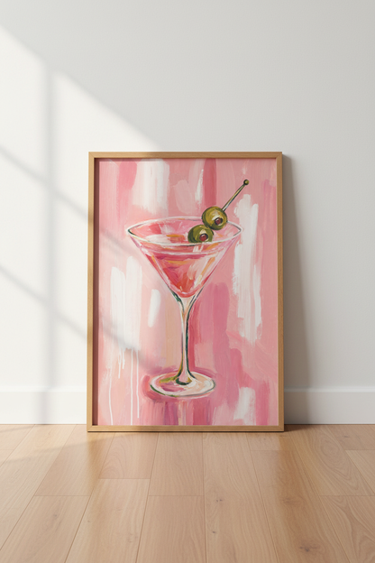Pink Martini Painting | Dirty Cocktail Print, Kitchen &amp; Bar Cart Wall Decor