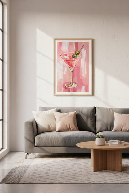 Pink Martini Painting | Dirty Cocktail Print, Kitchen &amp; Bar Cart Wall Decor