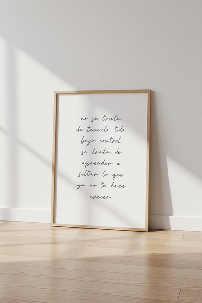 Spanish Quote Wall Art | Minimalist Black and White Script Poster, Home Office Art
