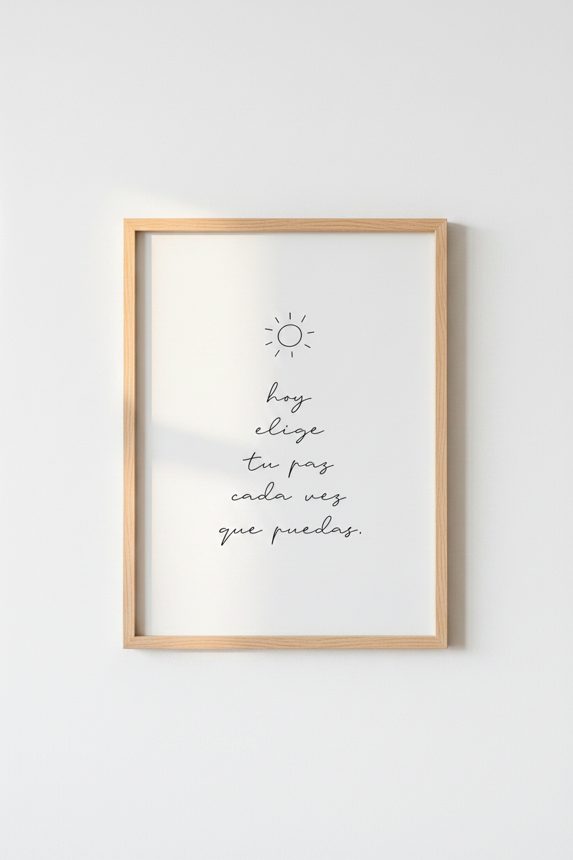 Spanish Quote Peace Print | Minimalist Sun Wall Art, Home Office Decor