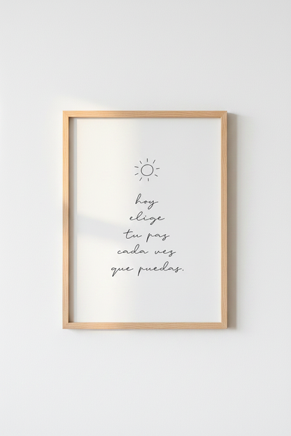 Spanish Quote Peace Print | Minimalist Sun Wall Art, Home Office Decor
