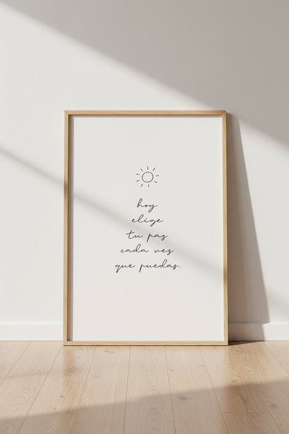 Spanish Quote Peace Print | Minimalist Sun Wall Art, Home Office Decor