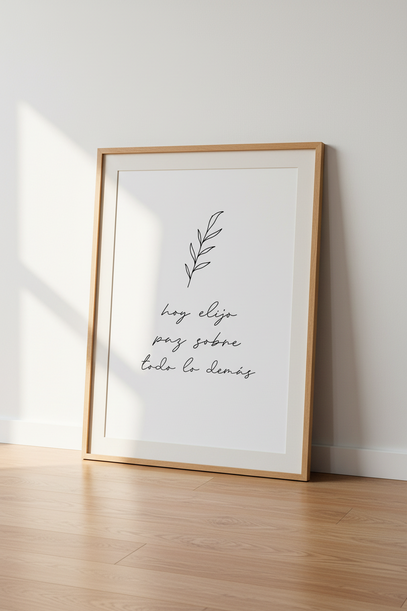 Spanish Quote Wall Art Print | Hoy Elijo Paz | Minimalist Boho Bedroom Poster