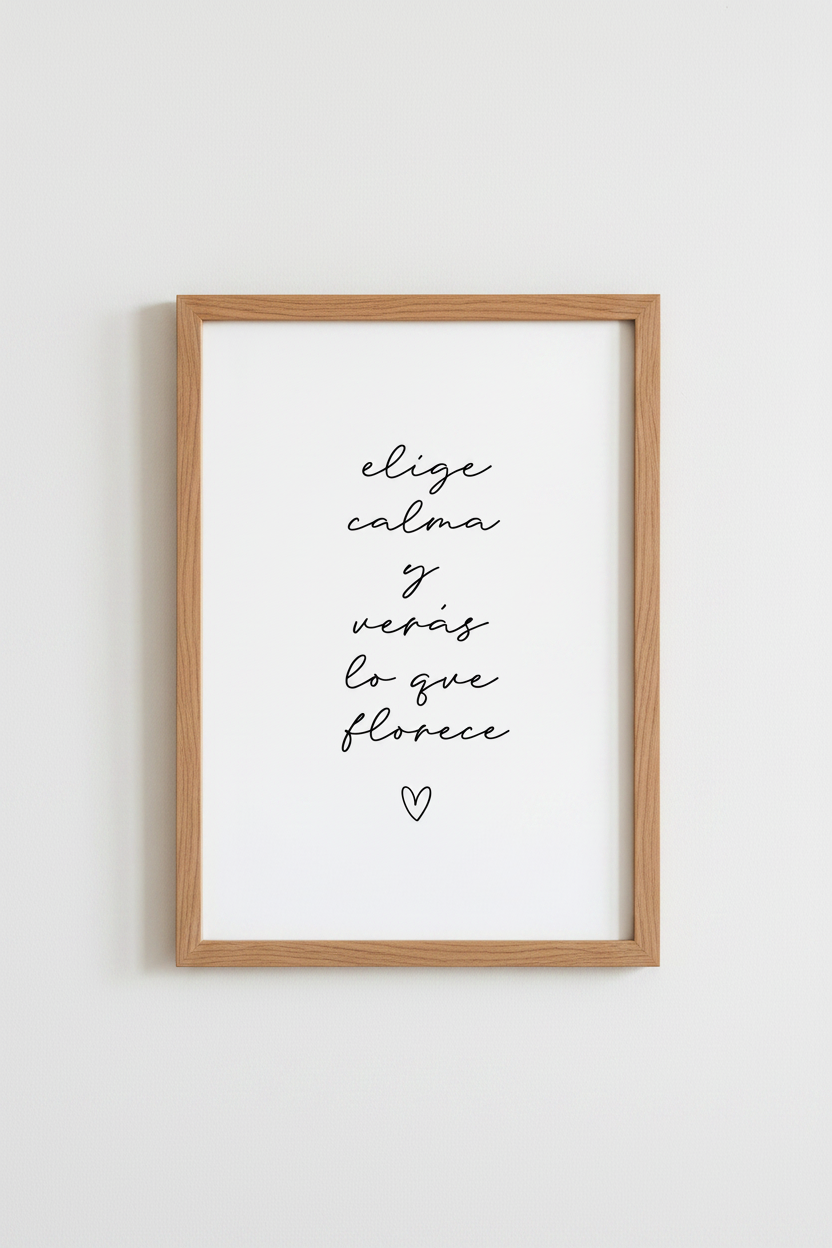 Spanish Quote Wall Art | Elige Calma Minimalist Script Poster, Modern Home Decor