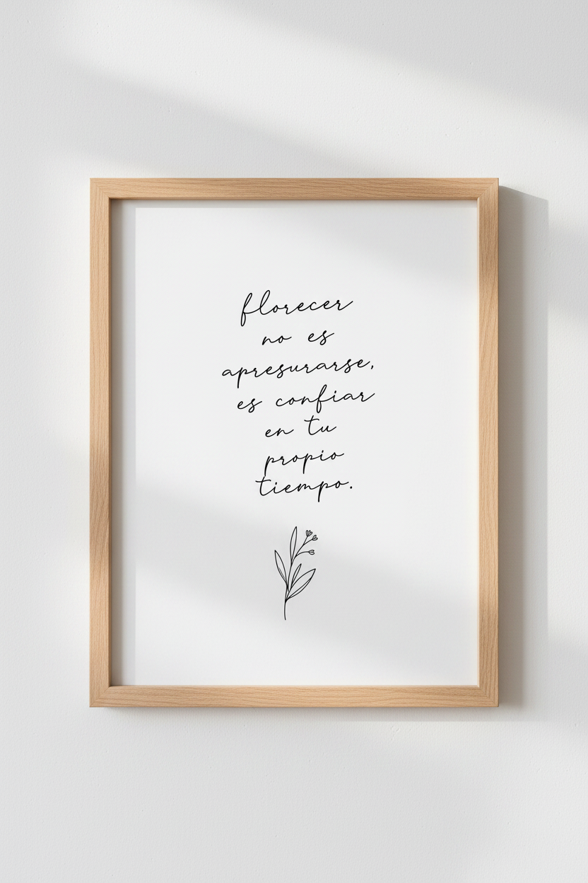 Spanish Quote Wall Art | Minimalist Florecer Print, Botanical Living Room Decor