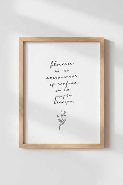 Spanish Quote Wall Art | Minimalist Florecer Print, Botanical Living Room Decor