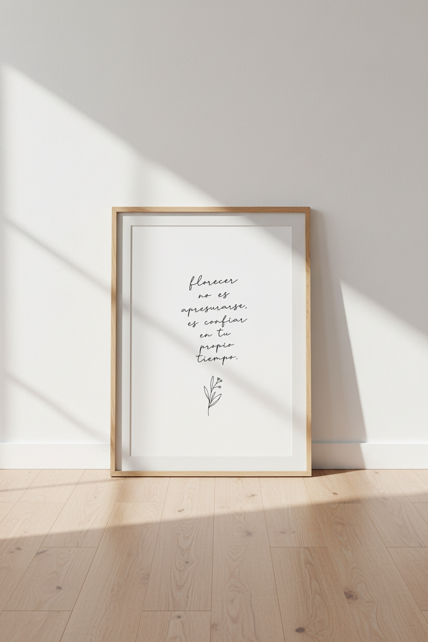 Spanish Quote Wall Art | Minimalist Florecer Print, Botanical Living Room Decor