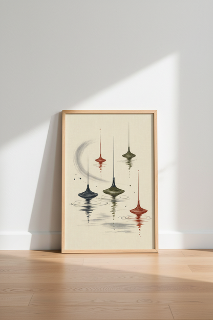 Abstract Zen Tops Wall Art | Minimalist Earth Tone Decor | Japandi Poster