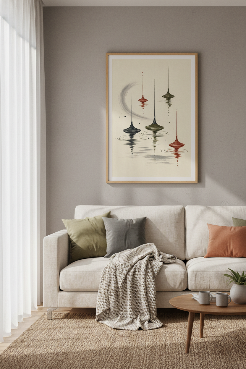 Abstract Zen Tops Wall Art | Minimalist Earth Tone Decor | Japandi Poster