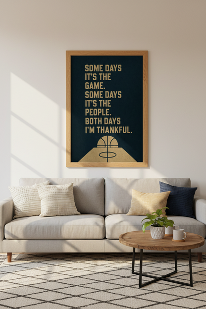 Basketball Quote Wall Art | Navy &amp; Gold Motivational Print, Sport Room Decor
