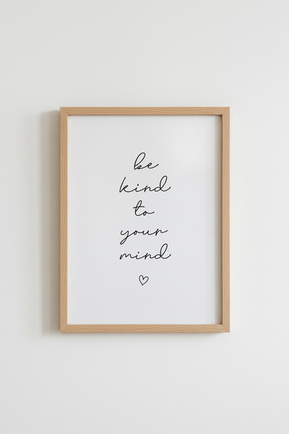 Be Kind To Your Mind Wall Art Print | Bedroom Decor | Minimalist Quote Poster
