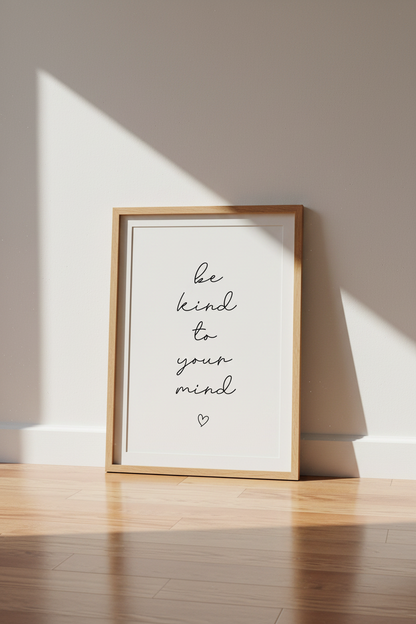 Be Kind To Your Mind Wall Art Print | Bedroom Decor | Minimalist Quote Poster