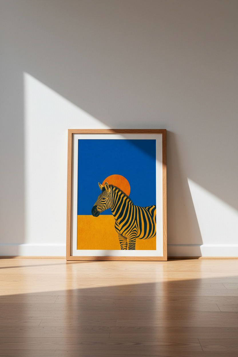 Zebra Pop Art Wall Art Print | Bold Saturated Blue Decor | Modern Safari Poster